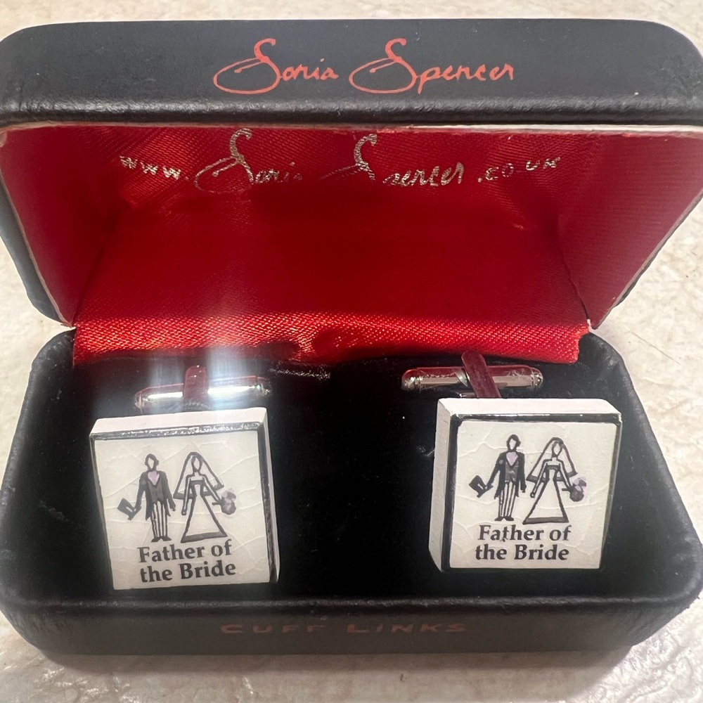 New-Father of the Bride Bone China and Silver Cufflinks